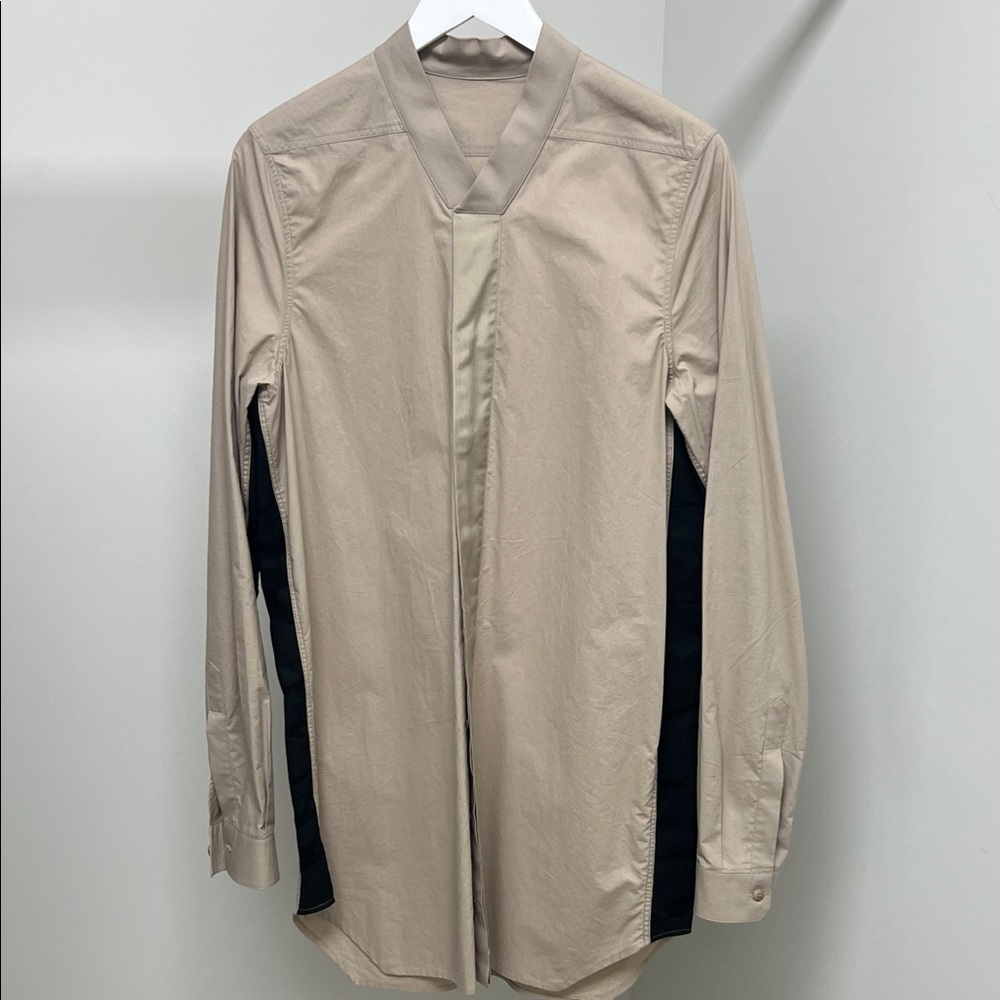 Rick Owens Beige and Black Shirt Jacket